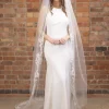 Perfect Bridal Single Tier Veils | Chapel Length & Cathedral Veils*Single Tier Ornate Lace Cathedral Veil Ivory