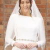 Perfect Bridal Single Tier Veils | Elbow Length Veils*Single Tier Narrow Corded Lace Short Veil Ivory