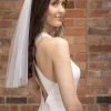 Perfect Bridal Single Tier Veils | Elbow Length Veils*Single Tier Cut Edge Crystal Short Veil Ivory