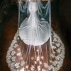 Perfect Bridal Single Tier Veils | Chapel Length & Cathedral Veils*Single Tier Beaded Floral Lace Cathedral Veil Ivory