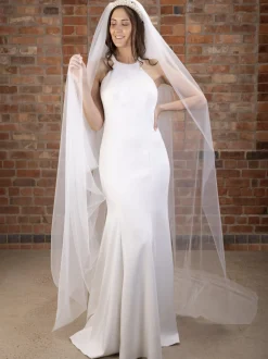 Perfect Bridal Single Tier Veils | Chapel Length & Cathedral Veils*Single Tier Plain Cathedral Veil with Cut Edge Ivory