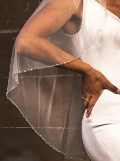 Perfect Bridal Single Tier Veils | Chapel Length & Cathedral Veils*Single Tier Beaded Edge Bridal Veil Ivory