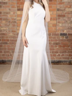 Perfect Bridal Single Tier Veils | Chapel Length & Cathedral Veils*Single Tier Pearl and Crystal Edge Cathedral Veil Ivory