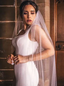 Perfect Bridal Single Tier Veils | Chapel Length & Cathedral Veils*Single Tier Sparkly Glitter Tulle Cathedral Veil Ivory