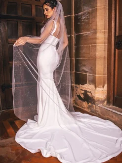 Perfect Bridal Single Tier Veils | Chapel Length & Cathedral Veils*Single Tier Sparkly Glitter Tulle Chapel Veil Ivory