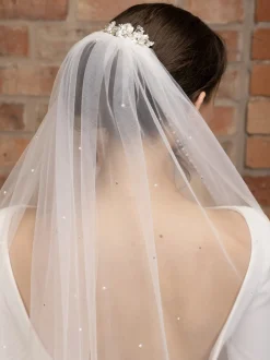 Perfect Bridal Single Tier Veils | Chapel Length & Cathedral Veils*Single Tier Pearl and Diamante Cathedral Veil Ivory