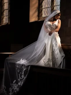 Perfect Bridal Single Tier Veils | Chapel Length & Cathedral Veils*Single Tier Ornate Lace Cathedral Veil Ivory