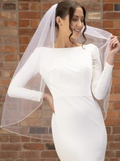 Perfect Bridal Single Tier Veils | Fingertip Veils*Single Tier Glitter Tulle Fingertip Veil Ivory