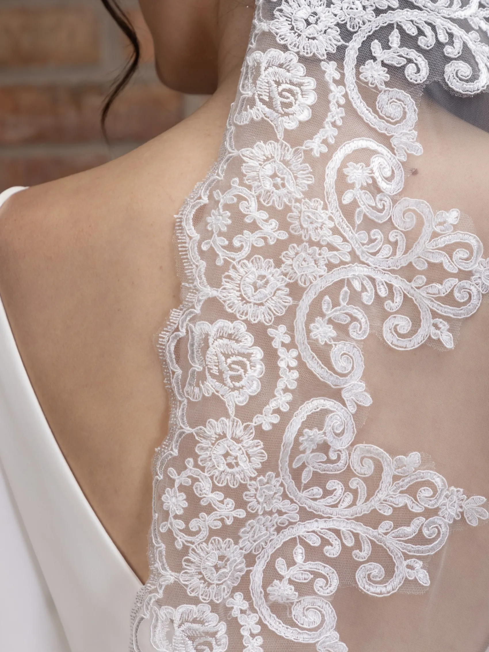 Perfect Bridal Single Tier Veils | Chapel Length & Cathedral Veils*Single Tier Mantilla Lace Cathedral Veil Ivory