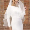 Perfect Bridal Fingertip Veils | Elbow Length Veils*Two Tier Crinoline Edge Short Veil Ivory