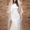Perfect Bridal Two Tier Veils | Chapel Length & Cathedral Veils*Two Tier Delicate Lace Edge Cathedral Veil Ivory
