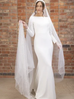 Perfect Bridal Two Tier Veils | Chapel Length & Cathedral Veils*Two Tier Heavily Embellished Pearl Cathedral Veil Ivory