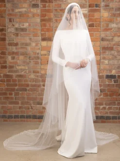 Perfect Bridal Two Tier Veils | Chapel Length & Cathedral Veils*Two Tier Heavily Embellished Pearl Cathedral Veil Ivory