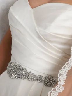 Perfect Bridal Wedding Dress Belts*Lana Dazzling Crystal Embellished Dress Belt Ivory/ Silver
