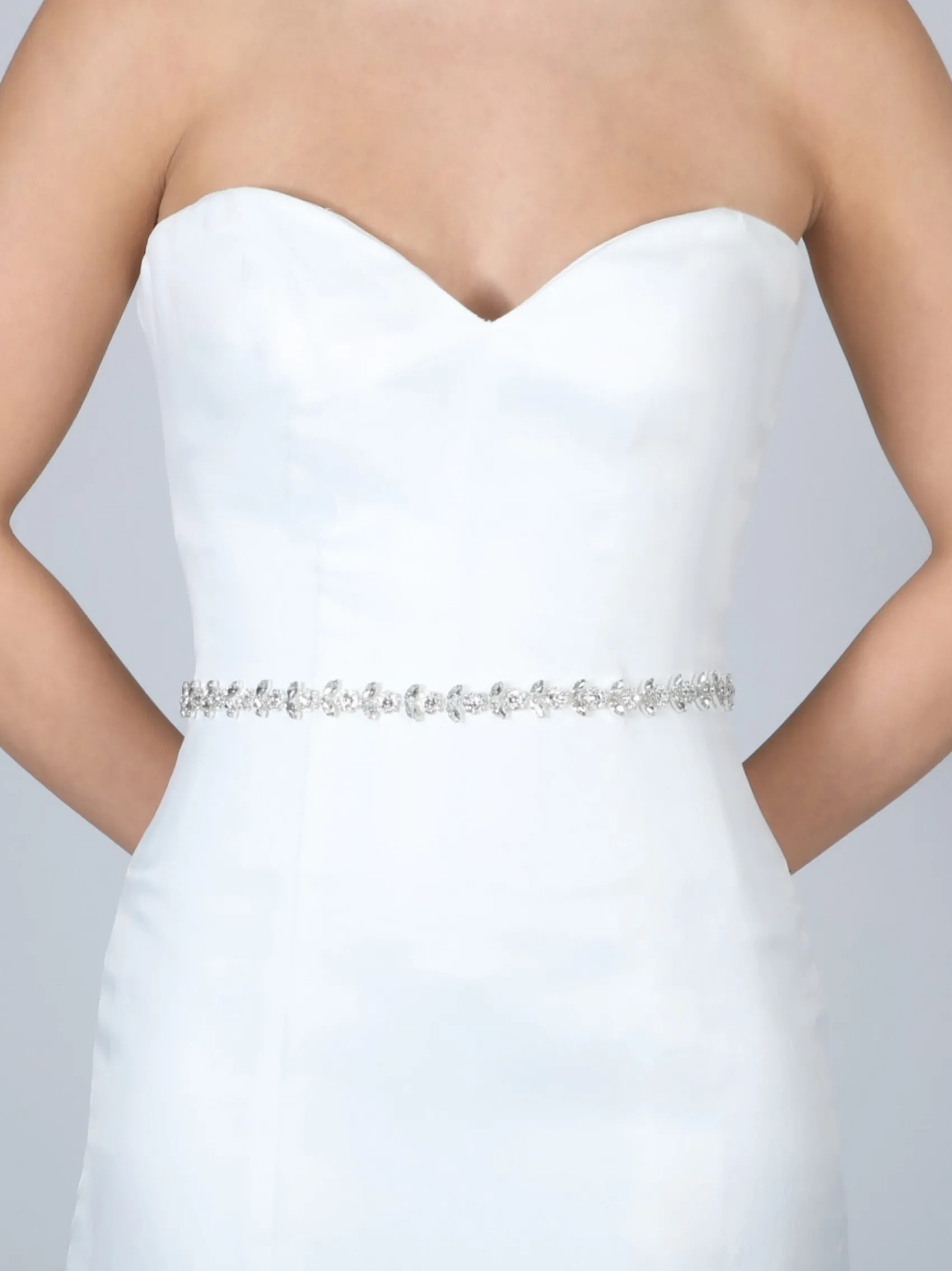 Perfect Bridal Wedding Dress Belts*Leona Thin Diamante Wedding Belt Silver