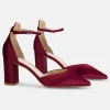 Perfect Bridal Wedding Guest Shoes | Mother Of The Bride Shoes*Liberty Satin Block Heel Ankle Strap Court Shoes Berry