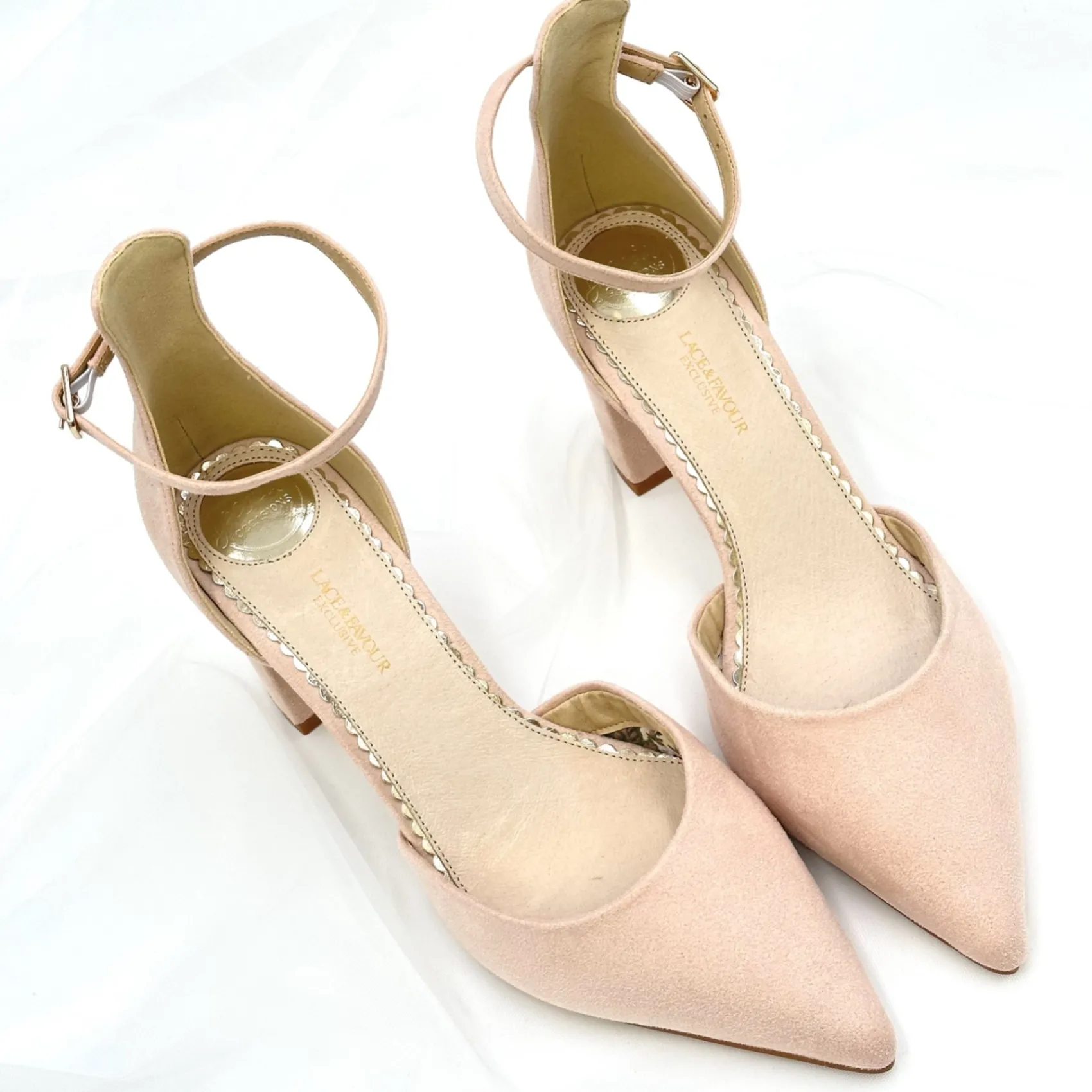 Perfect Bridal Pink Prom Shoes | Prom Shoes*Liberty Suede Block Heel Ankle Strap Court Shoes Blush