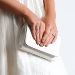 Perfect Bridal Wedding Handbags*Lola Dyeable Satin Clutch Bag Ivory