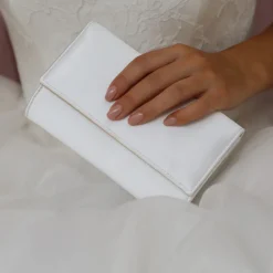 Perfect Bridal Wedding Handbags*Lola Dyeable Satin Clutch Bag Ivory