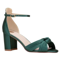 Perfect Bridal Wedding Guest Shoes | Mother Of The Bride Shoes*Lucinda Satin Knotted Block Heel Sandals Green