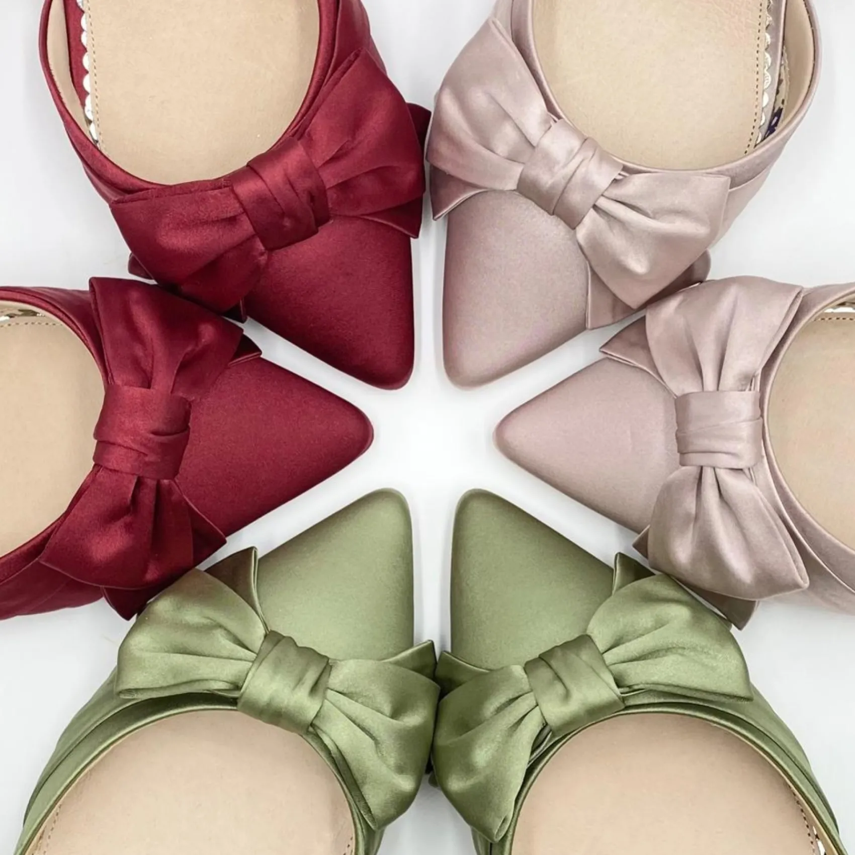 Perfect Bridal Party Shoes | Wedding Guest Shoes*Margo Satin Mid Heel Bow Court Shoes Olive Green