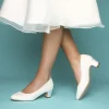 Perfect Bridal Wedding Shoes | Low Heel*Melanie Dyeable Lace Block Heel Court Shoes Ivory