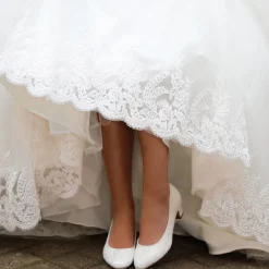 Perfect Bridal Wedding Shoes | Low Heel*Melanie Lace Block Heel Court Shoes (Wide Fit) Ivory