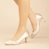 Perfect Bridal Wedding Guest Shoes | Mother Of The Bride Shoes*Nancy Satin Mid Heel Court Shoes Champagne
