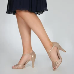 Perfect Bridal Party Shoes | Wedding Guest Shoes*Perla Crystal Embellished T-Bar Sandals Gold