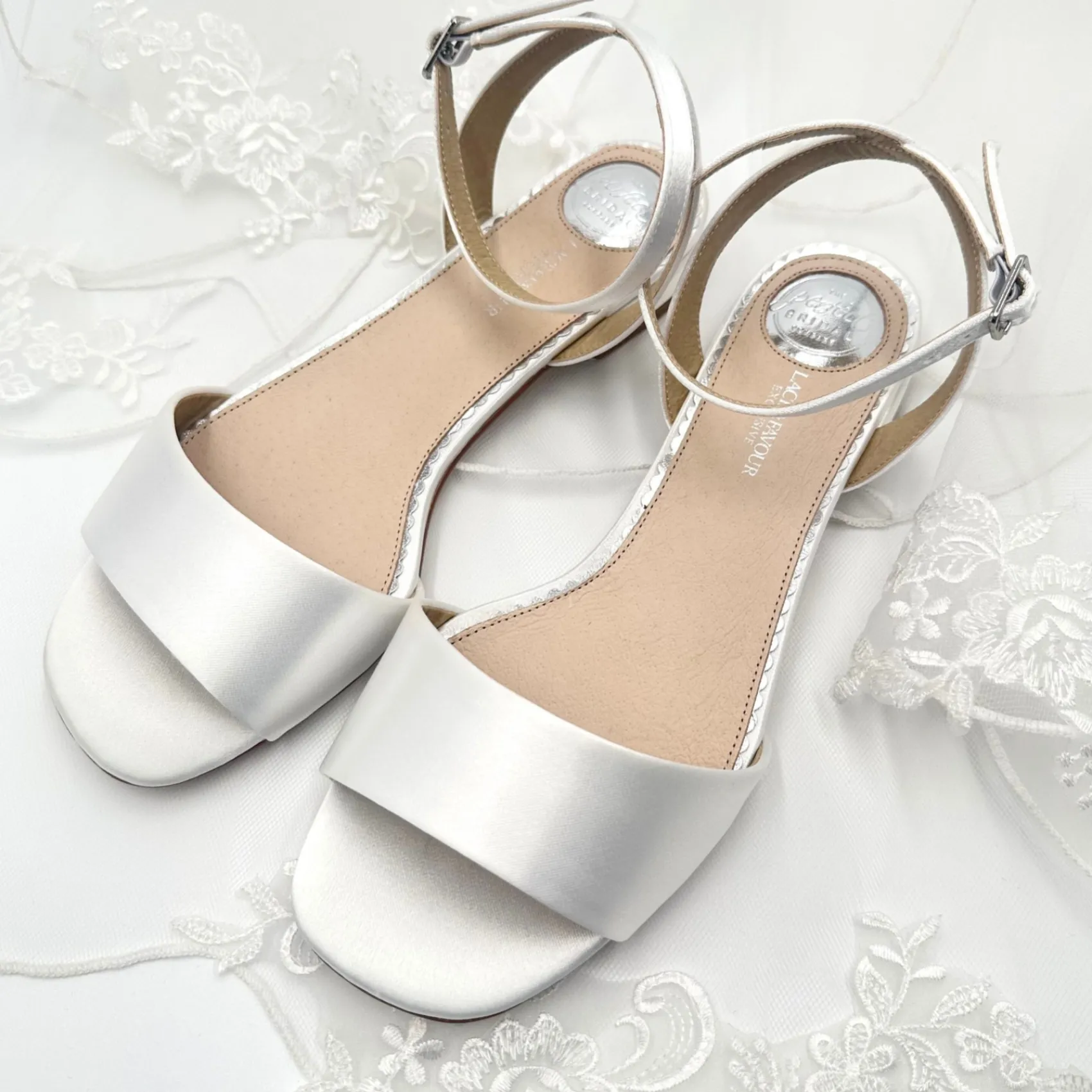 Perfect Bridal Bridesmaid Shoes | Wedding Shoes*Riley Dyeable Satin Flat Sandals (Wide Fit) Ivory