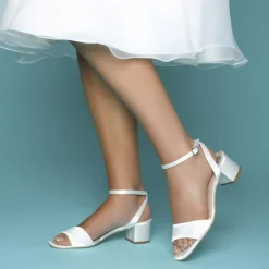 Perfect Bridal Bridesmaid Shoes | Wedding Shoes*Riley Pearl Low Block Heel Sandals (Wide Fit) Ivory