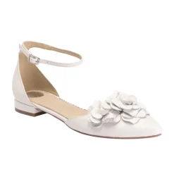 Perfect Bridal Wedding Shoes | Vintage Wedding Shoes*Roma Leather Floral Ankle Strap Flats Ivory