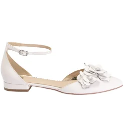 Perfect Bridal Wedding Shoes | Vintage Wedding Shoes*Roma Leather Floral Ankle Strap Flats Ivory