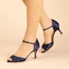 Perfect Bridal Wedding Guest Shoes | Mother Of The Bride Shoes*Sadie Satin Peep Toe Mid Heel Sandals Midnight