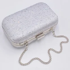 Perfect Bridal Prom Bags | Occasion Handbags*Sammy Crystal Studded Clutch Bag Silver