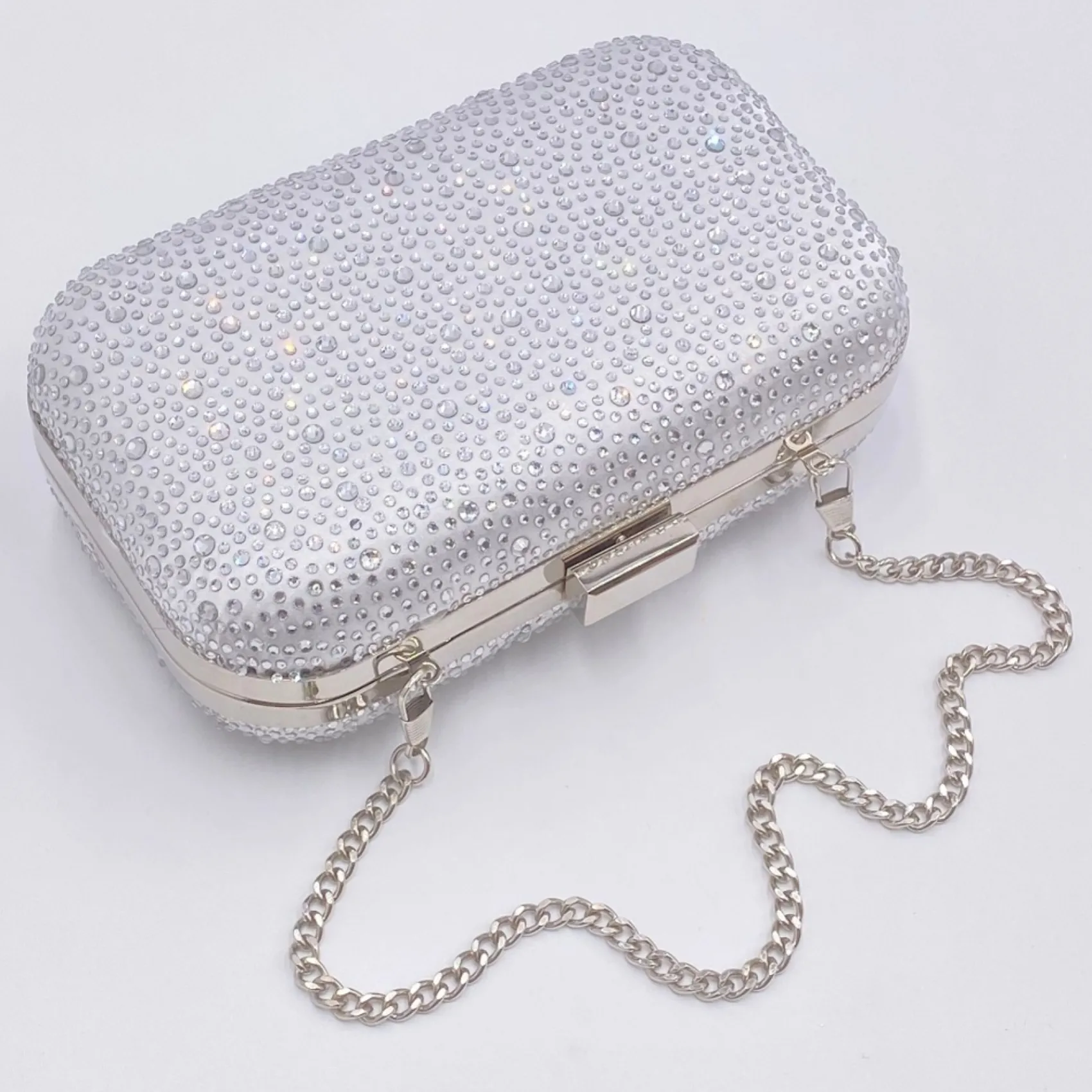 Perfect Bridal Prom Bags | Occasion Handbags*Sammy Crystal Studded Clutch Bag Silver