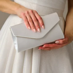 Perfect Bridal Wedding Handbags*Simone Dyeable Satin Envelope Clutch Bag Ivory