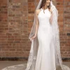 Perfect Bridal Single Tier Veils | Chapel Length & Cathedral Veils*Single Tier Corded Lace Cathedral Veil with Motifs Ivory