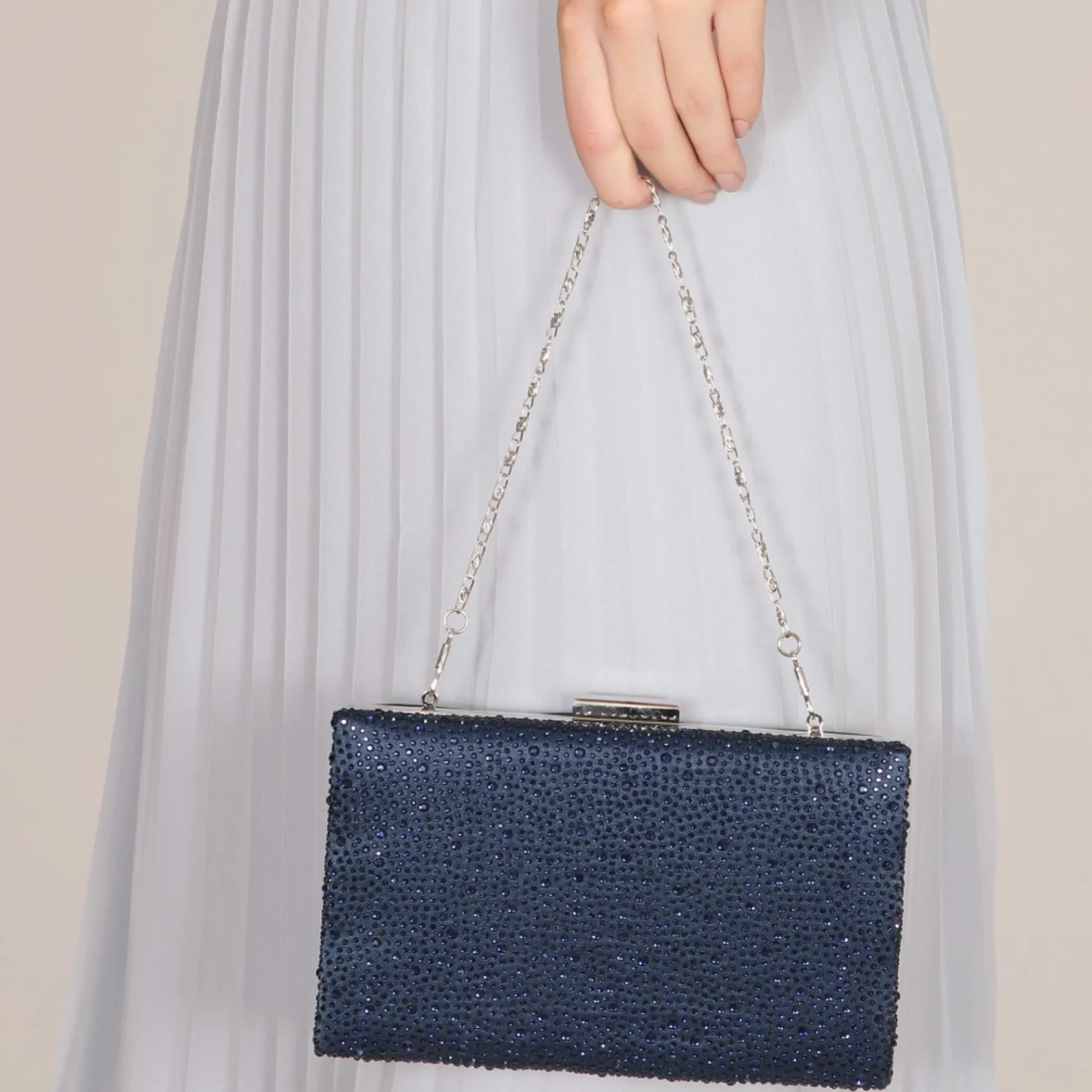 Perfect Bridal Prom Bags | Occasion Handbags*Sorrel Sparkly Diamante Box Clutch Bag Navy