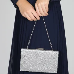 Perfect Bridal Prom Bags | Occasion Handbags*Sorrel Sparkly Diamante Box Clutch Bag Silver