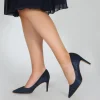 Perfect Bridal Sparkly Prom Shoes | Blue Prom Shoes*Stara Crystal Embellished Pointed Courts Navy