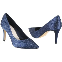 Perfect Bridal Sparkly Prom Shoes | Blue Prom Shoes*Stara Crystal Embellished Pointed Courts Navy