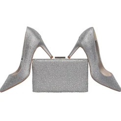 Perfect Bridal Sparkly Prom Shoes | Silver Prom Shoes*Stara Crystal Embellished Pointed Courts Silver
