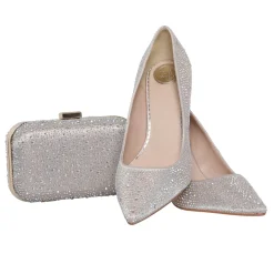 Perfect Bridal Sparkly Prom Shoes | Prom Shoes*Stara Crystal Embellished Pointed Courts Taupe