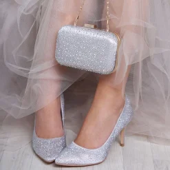 Perfect Bridal Sparkly Prom Shoes | Prom Shoes*Stara Crystal Embellished Pointed Courts Taupe