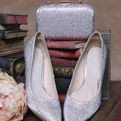 Perfect Bridal Sparkly Prom Shoes | Prom Shoes*Stara Crystal Embellished Pointed Courts Taupe