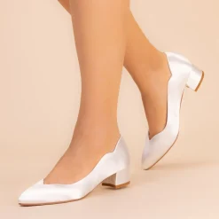 Perfect Bridal Mother Of The Bride Shoes | Wedding Shoes*Sutton Dyeable Satin Low Block Heel Court Shoes Ivory