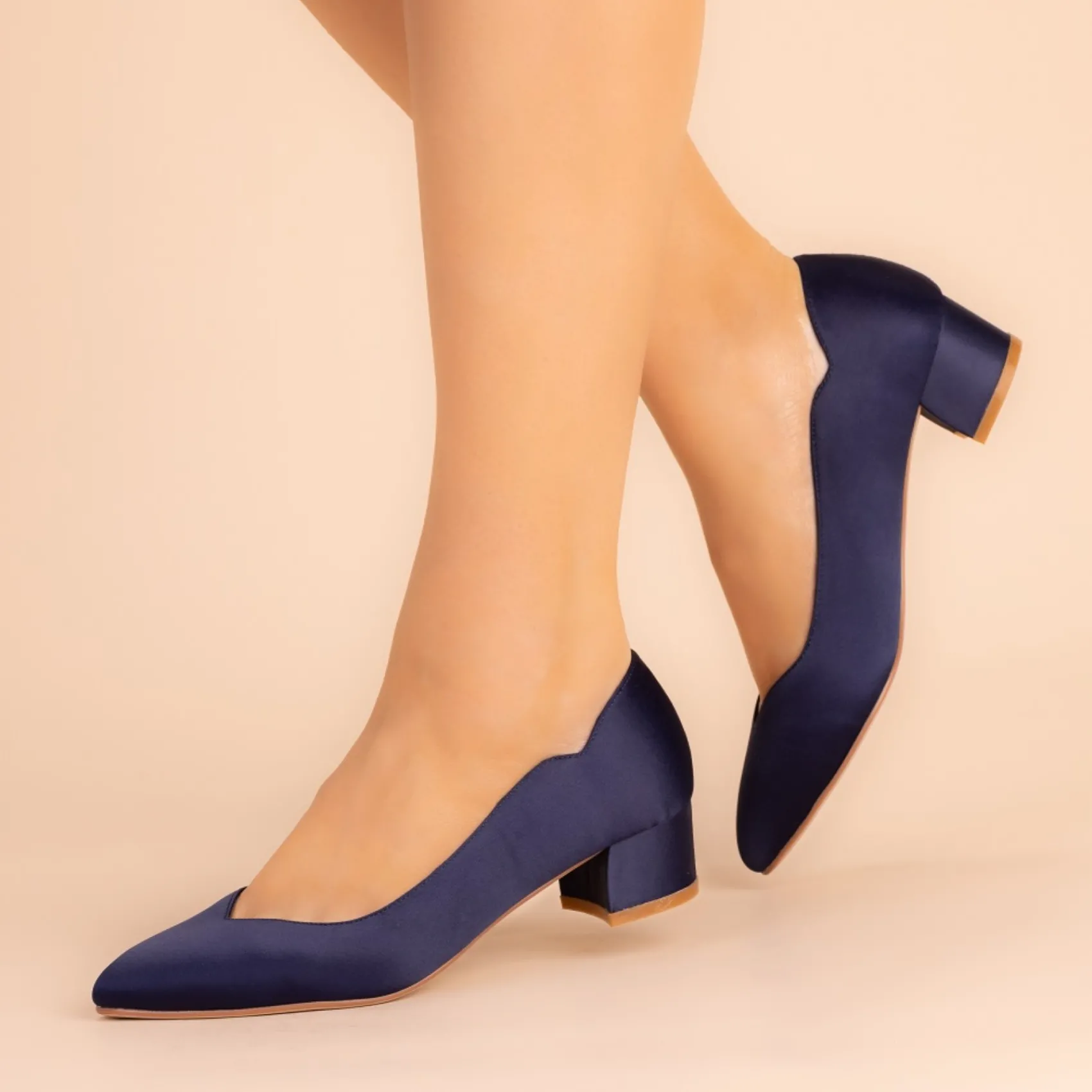 Perfect Bridal Wedding Guest Shoes | Mother Of The Bride Shoes*Sutton Satin Low Block Heel Court Shoes Midnight