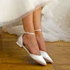 Perfect Bridal Wedding Shoes | Shoes For Dyeing*Tilly Dyeable Satin Ankle Strap Flats (Wide Fit) Ivory