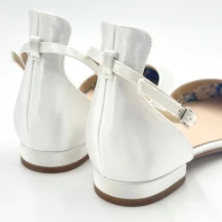 Perfect Bridal Wedding Shoes | Shoes For Dyeing*Tilly Dyeable Satin Ankle Strap Flats (Wide Fit) Ivory